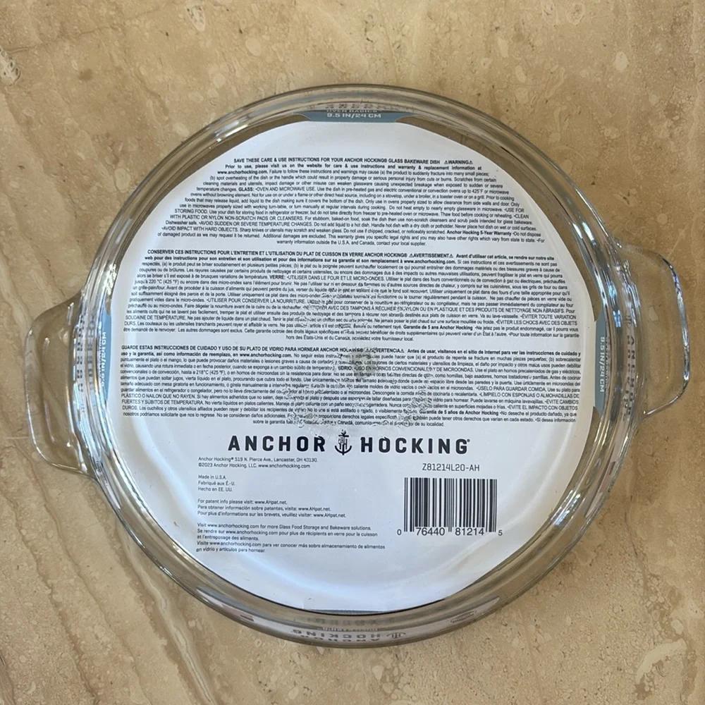 Anchor Hocking 9.5-inch Glass Pie Dish